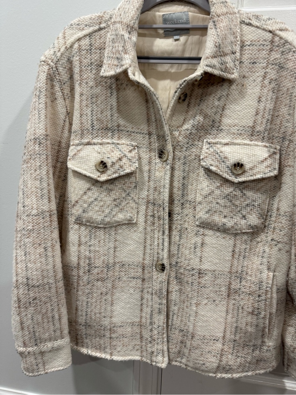 Weekend by Maxmara Cream Plaid Utility Jacket